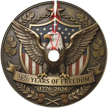 Vintage Eagle Christmas Tree Skirts 36", 250 Years of Freedom Xmas Tree Cloth Mats Trees Skirts for Decor Gift, Home Decoration