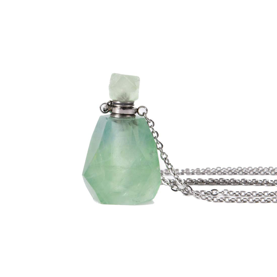 YGLINE Fluorit Essential Oil Crystal Vial Necklace,Essential Oil, Youngliving,Perfume Bottle Necklace