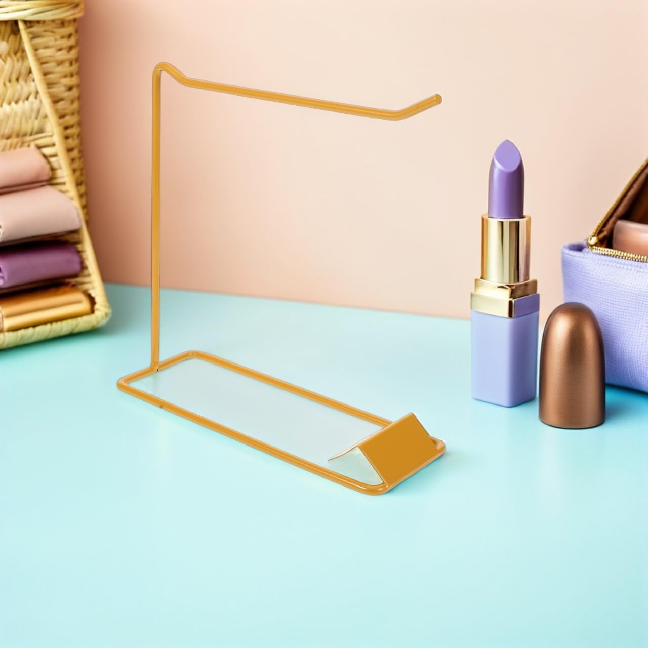 COOPHYA 3Pcs Gold Nail Art Display Rack Iron Nail Color Chart Stand Gel Polish Sample Stick Holder for Manicure Salons and