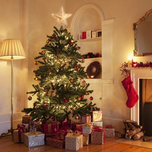 Noiclub Christmas Tree Topper Gold Glitter Star for 6-8FT Christmas Trees