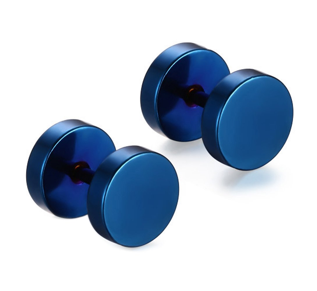 Xusamss Punk Body Piercing Titanium Steel Round Barbell Stud Earrings