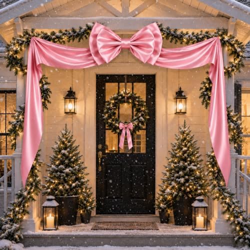 Dreamtop Giant Bow Decor, 19x75 Inch Christmas Tree Bow Topper Decoration for Christmas Tree for Home Wreath Wall Backdrop Birthday Wedding Party Decorations (Pink)
