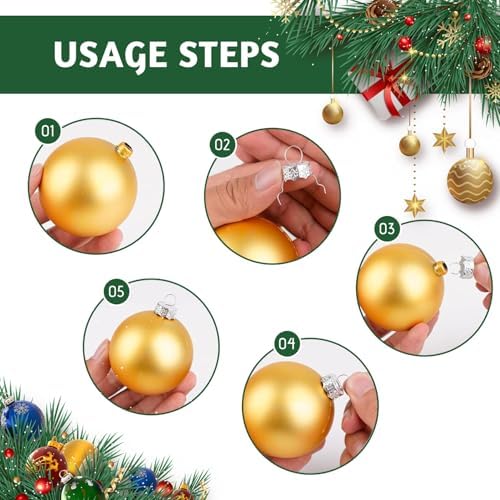 100Pcs Ornament Caps Secure Metal Christmas Ornament Hooks Replacement Hangers for Christmas Tree, Porcelain, Ceramic or Glass Decoration, 20mm, Golden