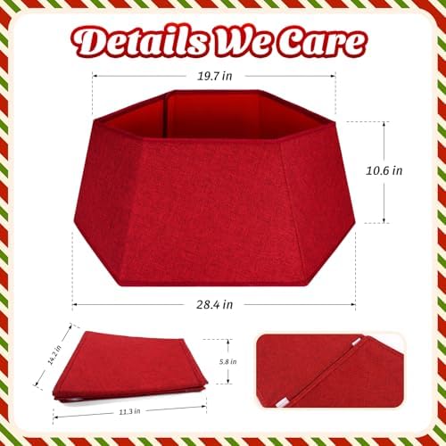 EverMerry Christmas Tree Skirt 26?€??€? Christmas Tree Skirts Collar Stand, Foldable Christmas Tree Ring for Artificial Trees Christmas Tree Decor Base Cover & Holiday Decor & Party, Red