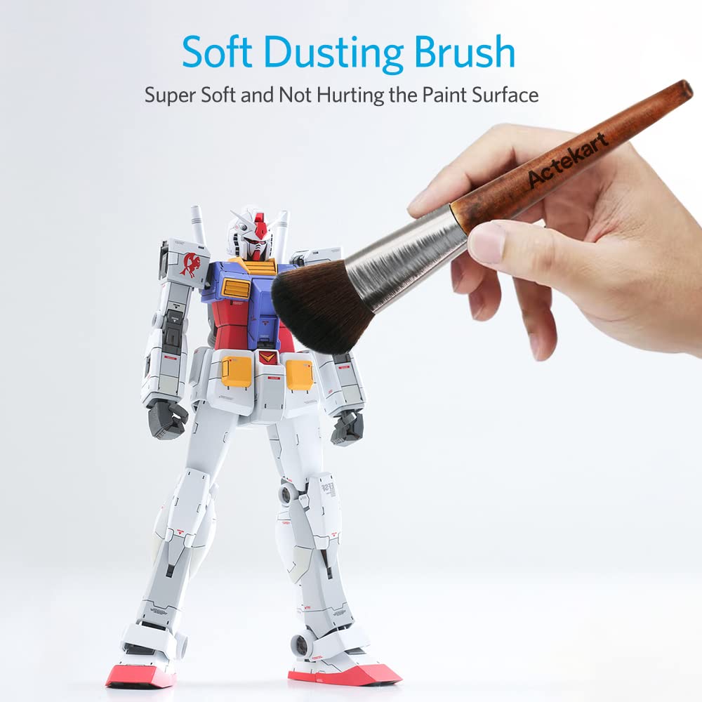 Actekart 3PCS Model Cleaning Brush Kit (Premium Wooden Handle) Soft Figure Duster Brush, Professional Model Dusting Brush for Statues, Collectible Figurine, Hobby Crafts