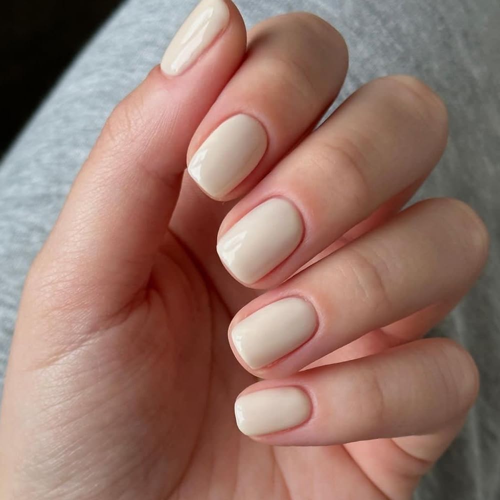 Nustartain French Tip Press On Nails, Short Oval Fake Nails Press Ons with Adhesive Tabs, Nail File, Manicure Stick, 24Pcs 12 Sizes, Nude, Spring Women Girl Gift (Elegant White)
