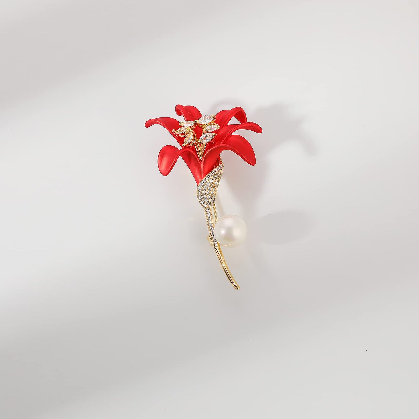 AILONMEI Floral Series Brooch Pins For Women Fashion Costume Pearl Flower Designer Broach & Pins Jewelry Christmas Gift (Lily)