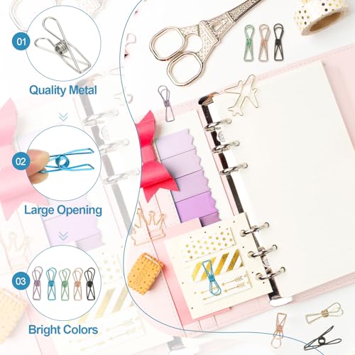 PATIKIL 50Pcs Paper Office Binder Clips, 1.26" Small Metal Wire Hollow Out Paper Clamps Long Tail Binder Clips for Photo Clothes Hanging Office Home Kitchen Food Package, Silver - color: Silver