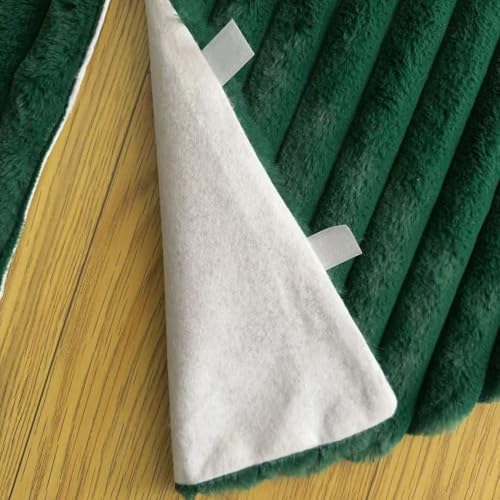 Faux Fur Christmas Tree Skirts, 48 inches Plush Fluffy Christmas Tree Skirt with Stripe Textured Pattern for Christmas Tree Decorations (122CM, DarkGreen Stripe)
