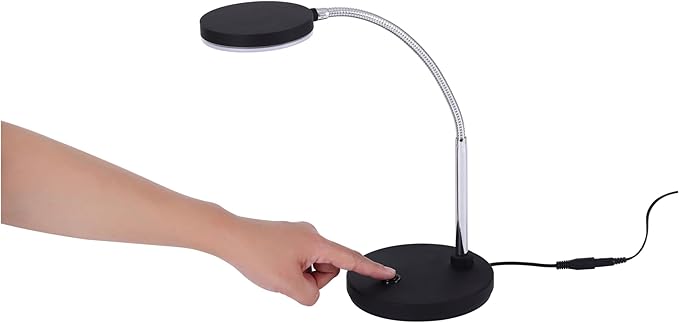 Bostitch Office LED Metal Gooseneck Desk Lamp, Flicker Free, Adjustable Head (VLED1800BK), Black