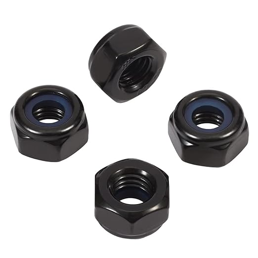 MewuDecor 3/8-16 Nylon Insert Hex Lock Nuts Locknuts, 304 Stainless Steel 18-8, Black Oxide, 50 PCS