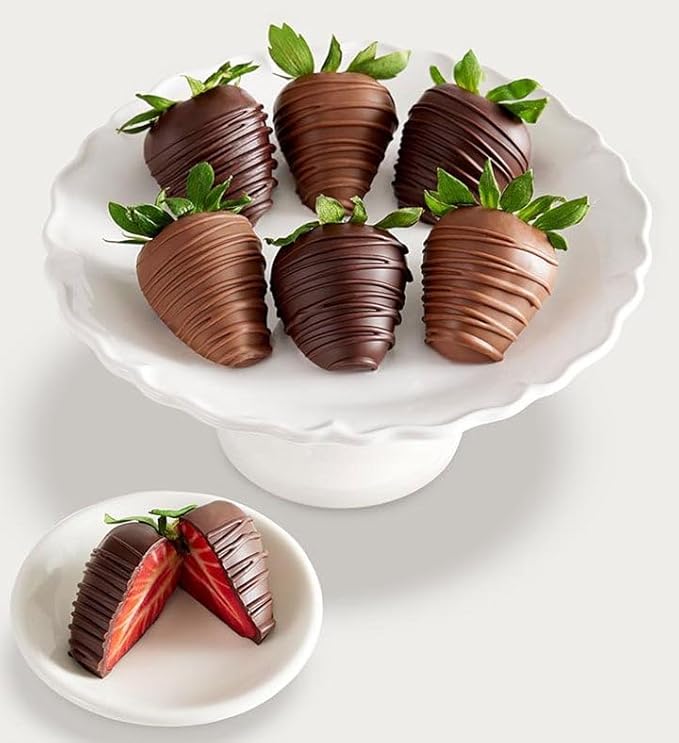 Shari’s Berries Artisan Belgian Mixed Milk & Dark Chocolate Strawberries | Gourmet Gift Delivery (Half Dozen, 6 Berries)