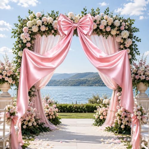 Dreamtop Giant Bow Decor, 19x75 Inch Christmas Tree Bow Topper Decoration for Christmas Tree for Home Wreath Wall Backdrop Birthday Wedding Party Decorations (Pink)