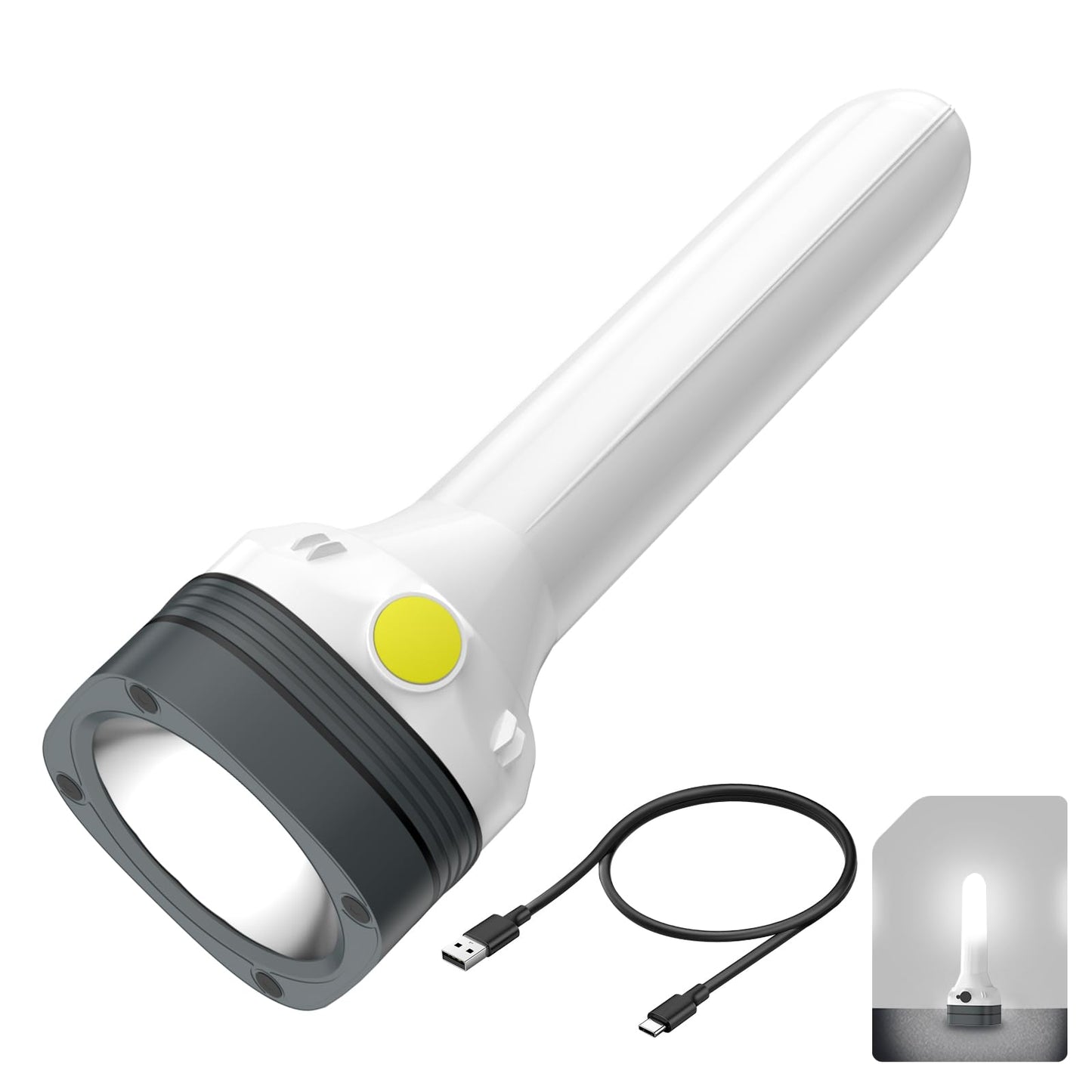 FUICZSN Flashlight Lantern Combo Rechargeable, 2-in-1 LED Flashlight with 360° Camping Lantern & Emergency Strobe, Compact Light for Camping, Power Outage, Car