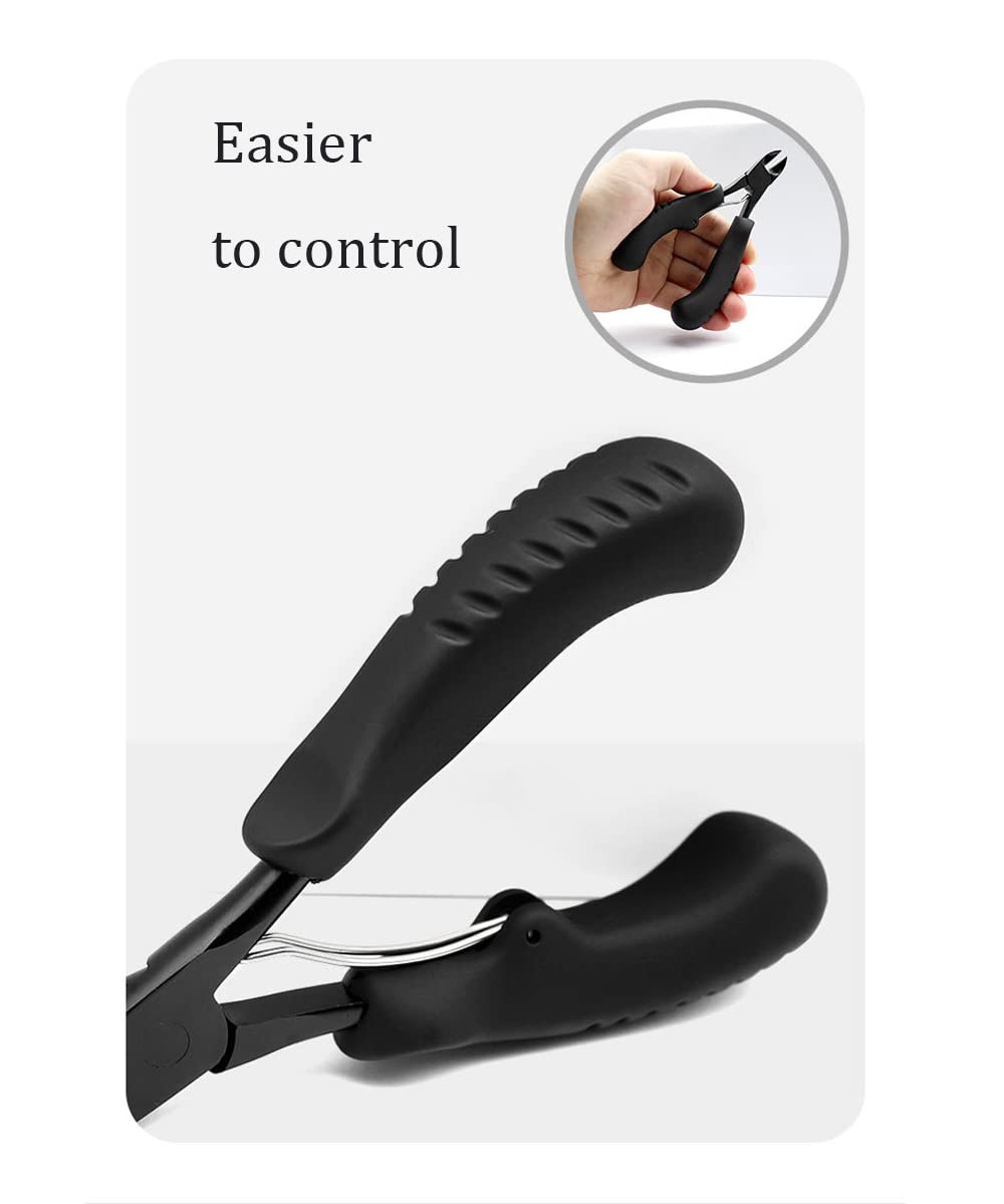 Toenail Clippers for Thick Nails, Stainless Steel, Sharp Ingrown Nail Cutter with Non-Slip Grip Handles, Black