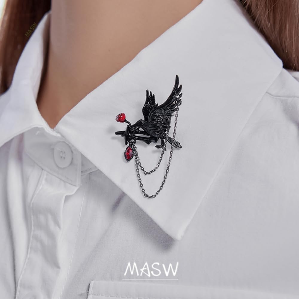 MASW original design Hip Hop Gothic brooch Crow Lady Party gift M3362
