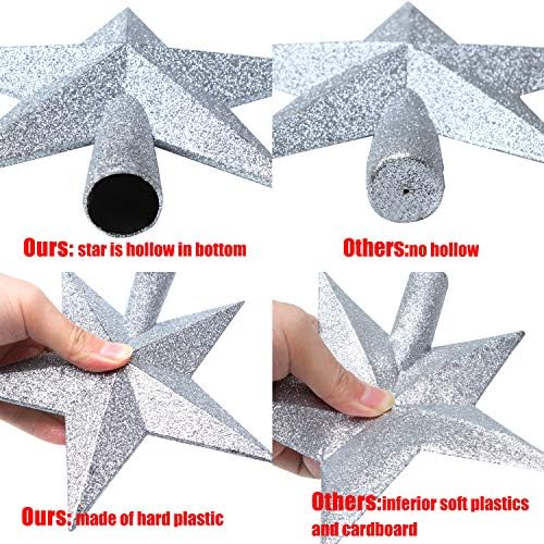 Aneco 2 Pack Glittered Christmas Tree Topper Star Treetop for Small Christmas Tree Decoration or Home Decor, Hard Plastic