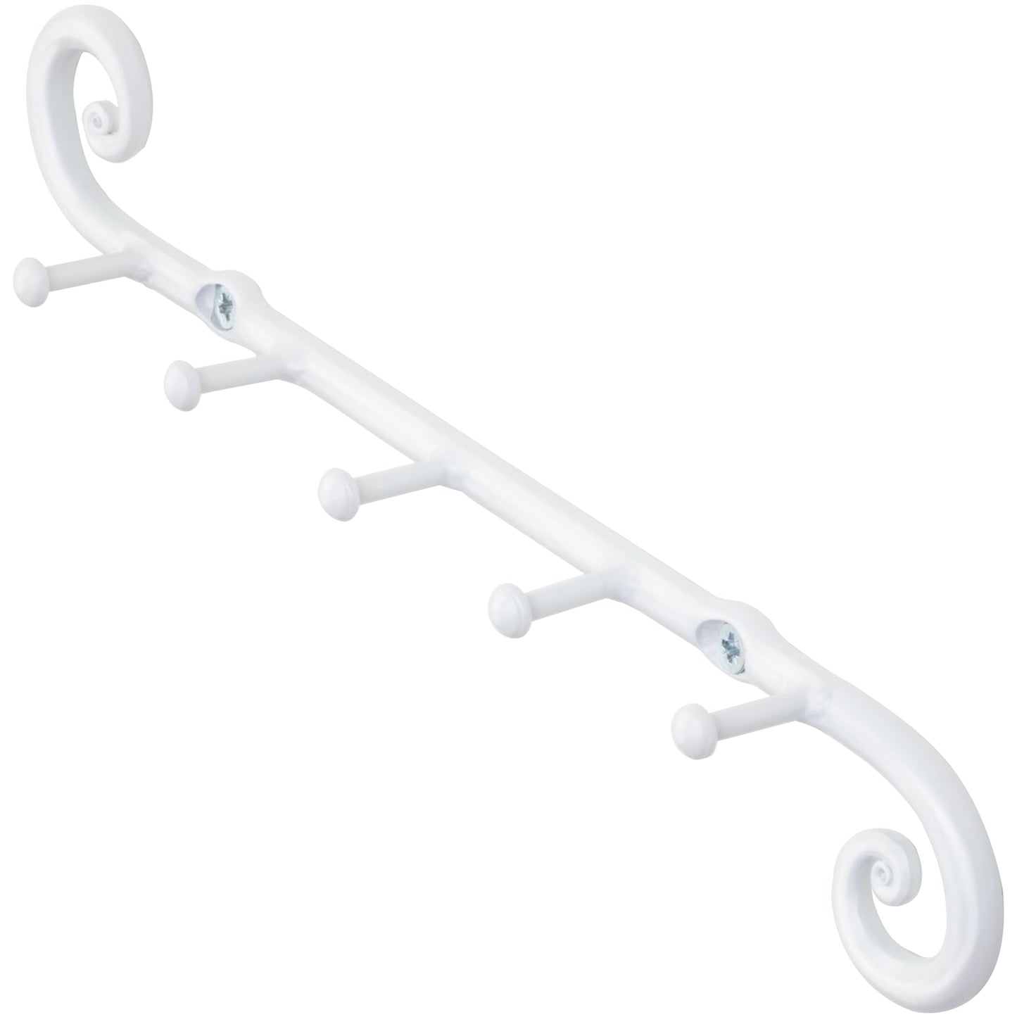RTZEN Farmhouse Small Key Holder for Wall - Handcrafted Swirl Decorative 5 Key Hooks for Home Entryway - Wrought Iron Wall Mount Rack Purse Coat and Leash Holder or Organizer (Classic White)