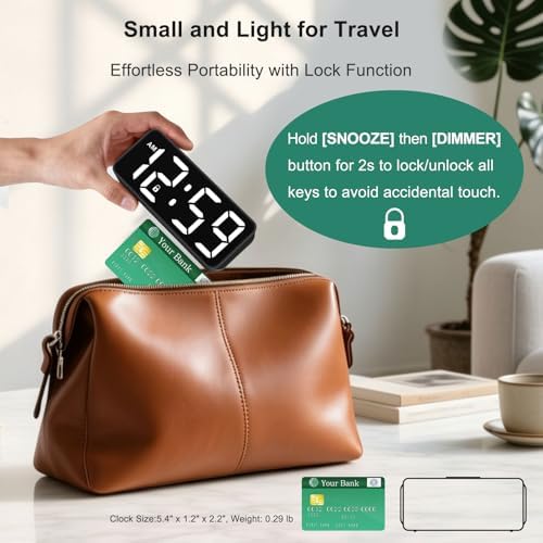 Peakeep Small Digital Alarm Clock Battery Operated for Bedrooms Travel