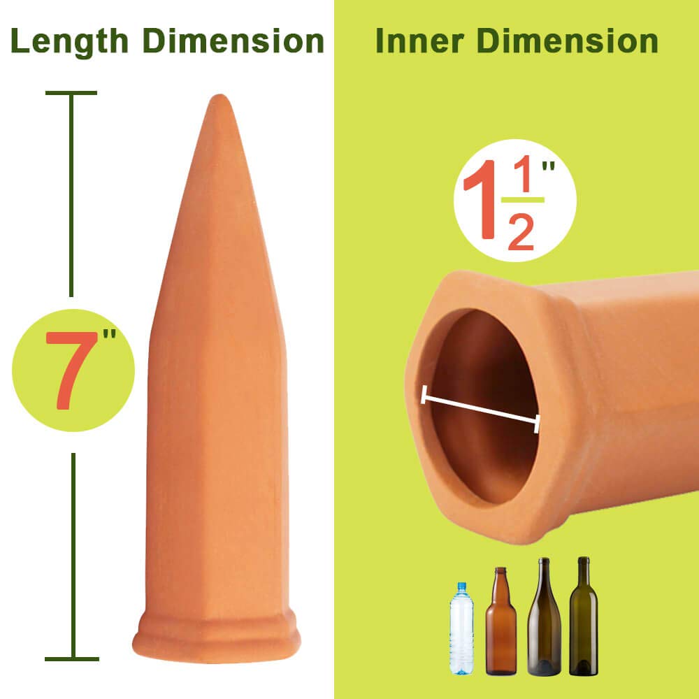 vensovo 8pcs Terracotta Watering Spikes - Automatic Self Watering Stakes, Plant Watering Devices for Wine Bottles Recycled Bottles, Clay Plant Garden Waterers for Vacations