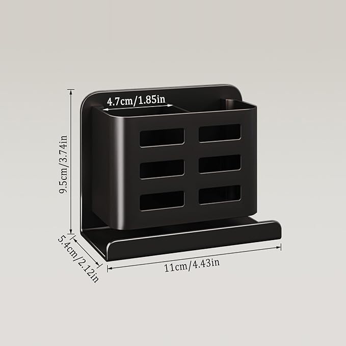 Black Wall-Mounted Toothbrush Holder, Aluminum Material Shower Shaver Storage Rack, No Drilling Required, Removable Toothpaste Storage Rack