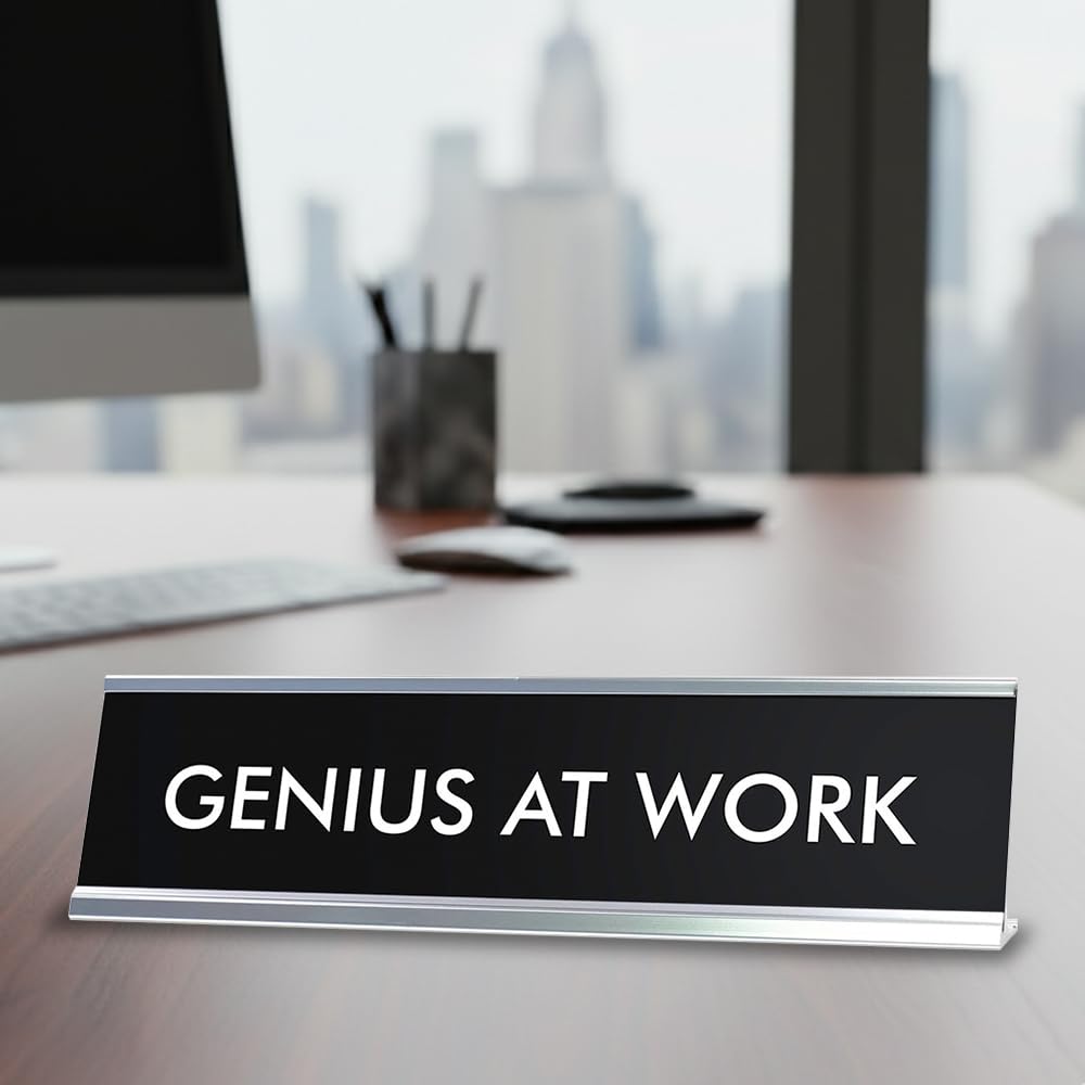 Signs ByLITA GENIUS AT WORK Novelty Desk Sign