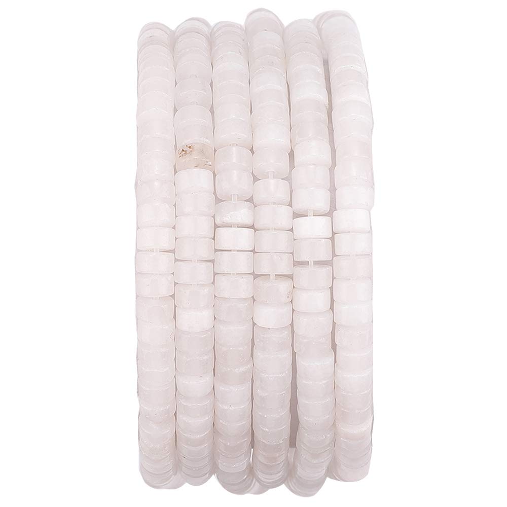 BEADIA Natural White Agate Spacer Beads Caps Loose Semi Gemstone for Beading Jewelry Making 4mmx2mm 38cm