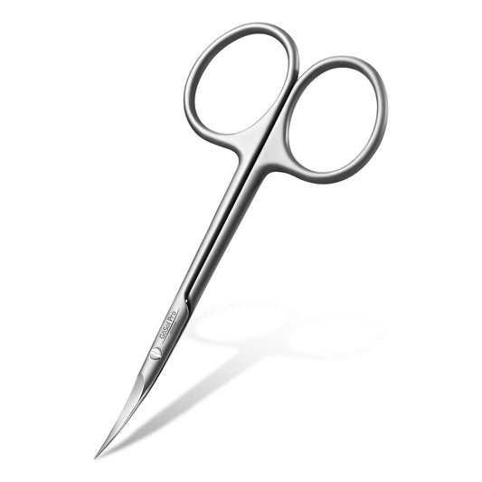 GöSol Cuticle Scissors Russian-Style Ultra Fine Curved Professional Cuticle Scissors 420 Stainless Steel, Precision Pointed Tip Grooming Scissors for Dead Skin; Eyebrow; Eyelash, Includes Leather Case