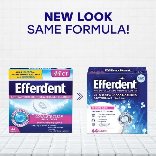 Efferdent Retainer & Denture Cleaner Tablets, Complete Clean, 44 Count, (Pack of 10)