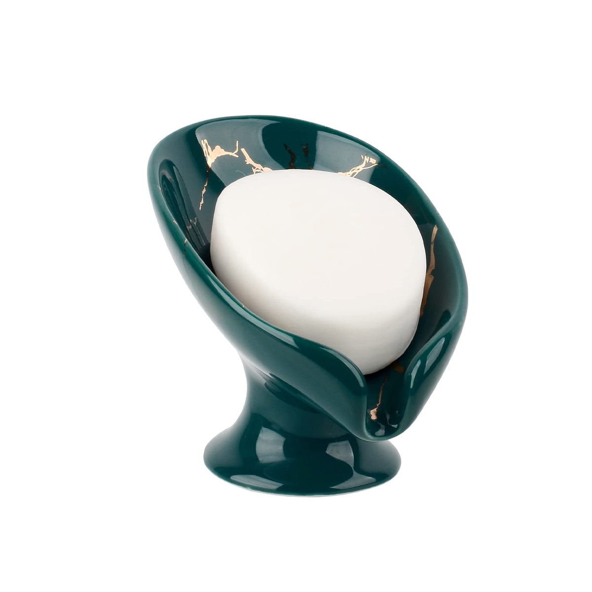 Soap Dish Ceramic Soap Holder Self Draining Leaf Shape Bar Soap Holder