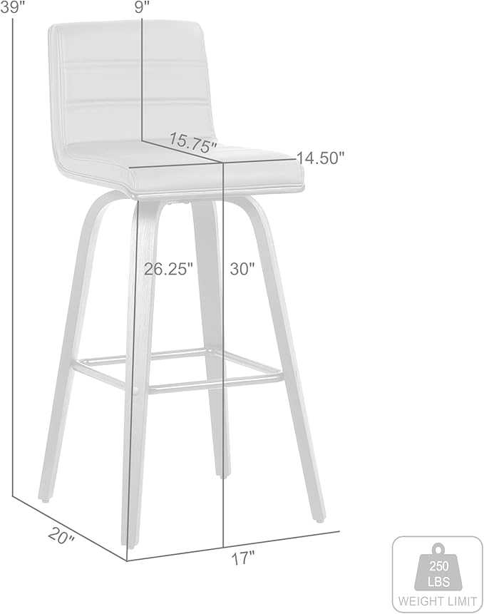 Armen Living Vienna Bar Height Bar Stool Kitchen and Dining, 30" Cream/Walnut, More color/size option