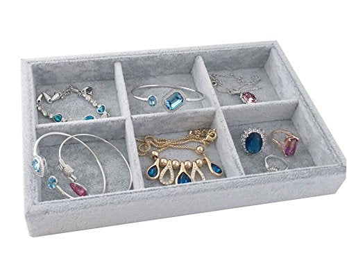 Svea Display Jewelry Organizer Stackable Multi Layer Storage Velvet 6 Grids Premium Grade Stackable Drawer Insert Divider