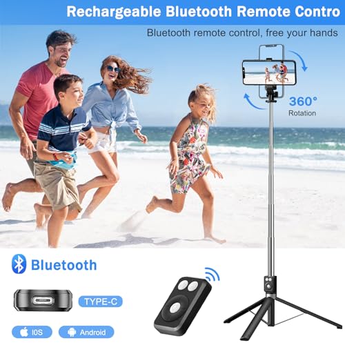 Selfie Stick Tripod with Fill Light, Phone Selfie Stick,Durable Stainless Steel Design,Bluetooth Remote Control,and Stable Three-Legged Support for Live Broadcasts,Video Shooting (Black) - color: Black