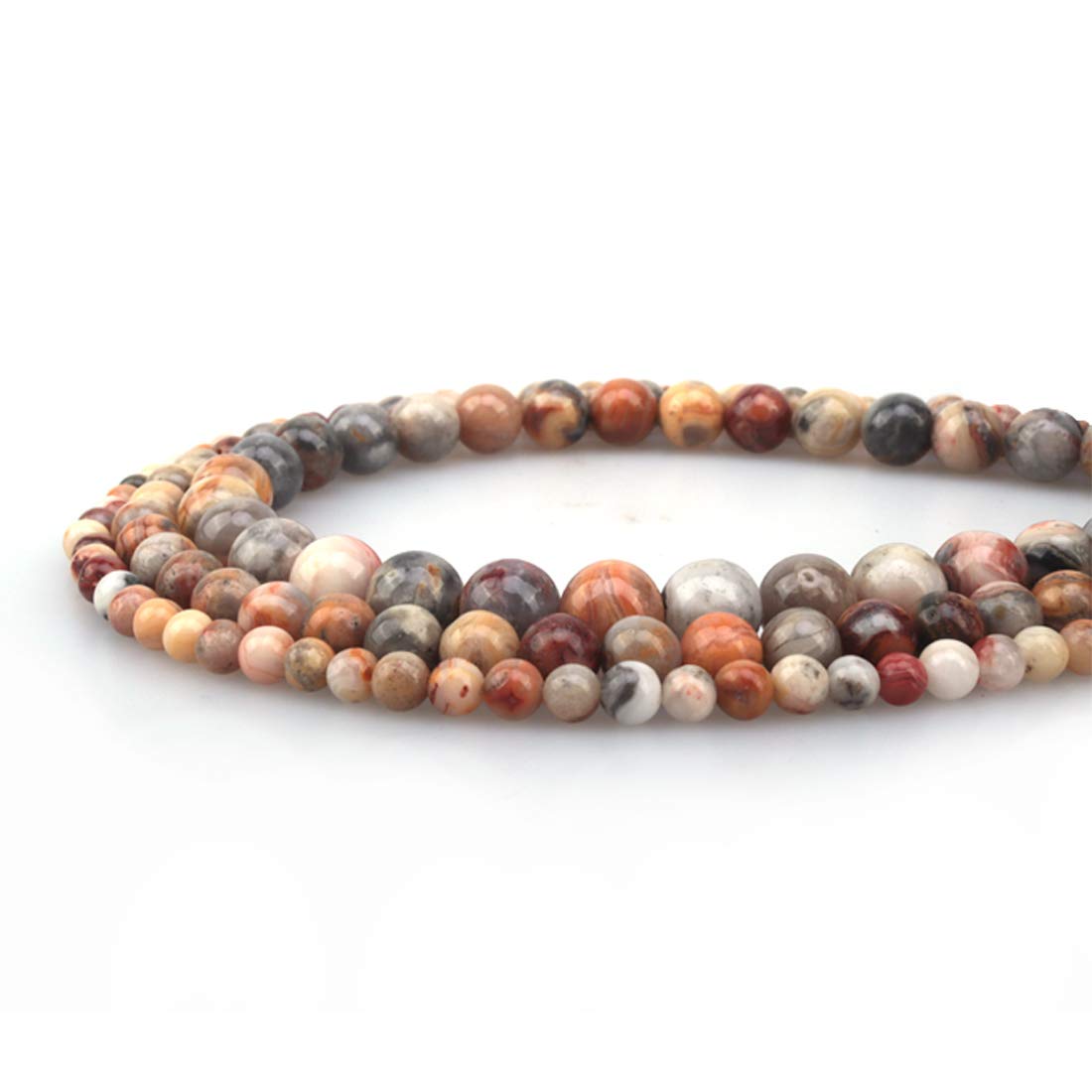 ICAI Beads 8mm Natural Crazy Lace Agate Stone Round Loose Stone Beads for Jewelry Making DIY Crafts Design 1 Strand 15" APPR.