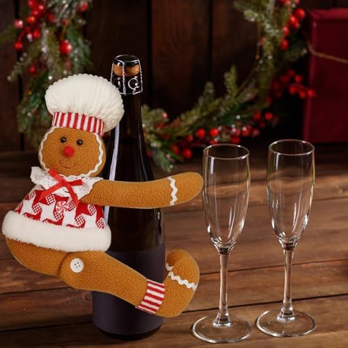 Gingerbread Christmas Tree Topper Decorations, Funny Xmas Plush Stuffed Gingerbread Ornament Doll Tree Hugger Decor for Curtain Wine Bottle Christmas Tree Holiday Home Decor (Woman)