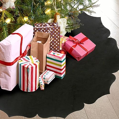 Christmas Tree Skirt,48 inch Classic Non-Woven Fabric Black Tree Skirt,for Xmas Tree and Holiday Indoor Decoration(Black, Small)