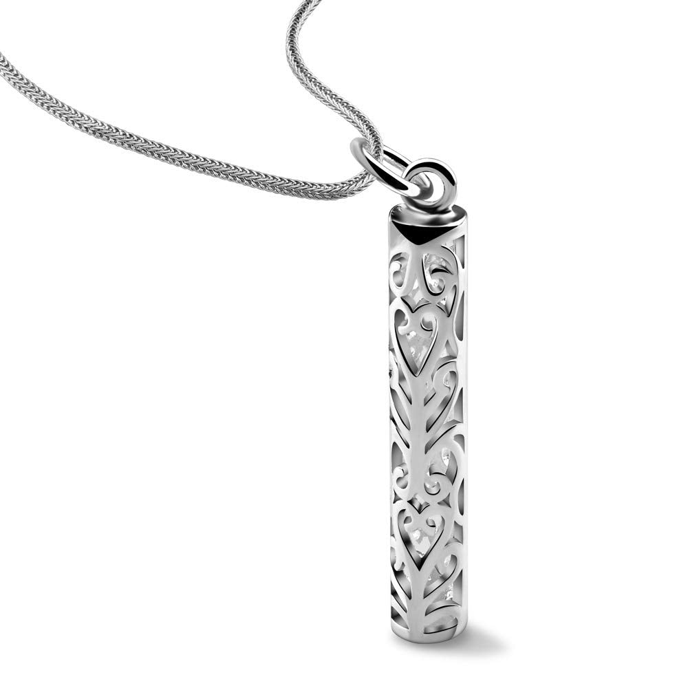 Dankadi Women's 925 Silver Necklace-Bohemian Sterling Silver Patterned Cylindrical Pendant Necklace-100% Original Silver Snake Chain 45-60CM Fine Jewelry (Chopin chain 22 inch)