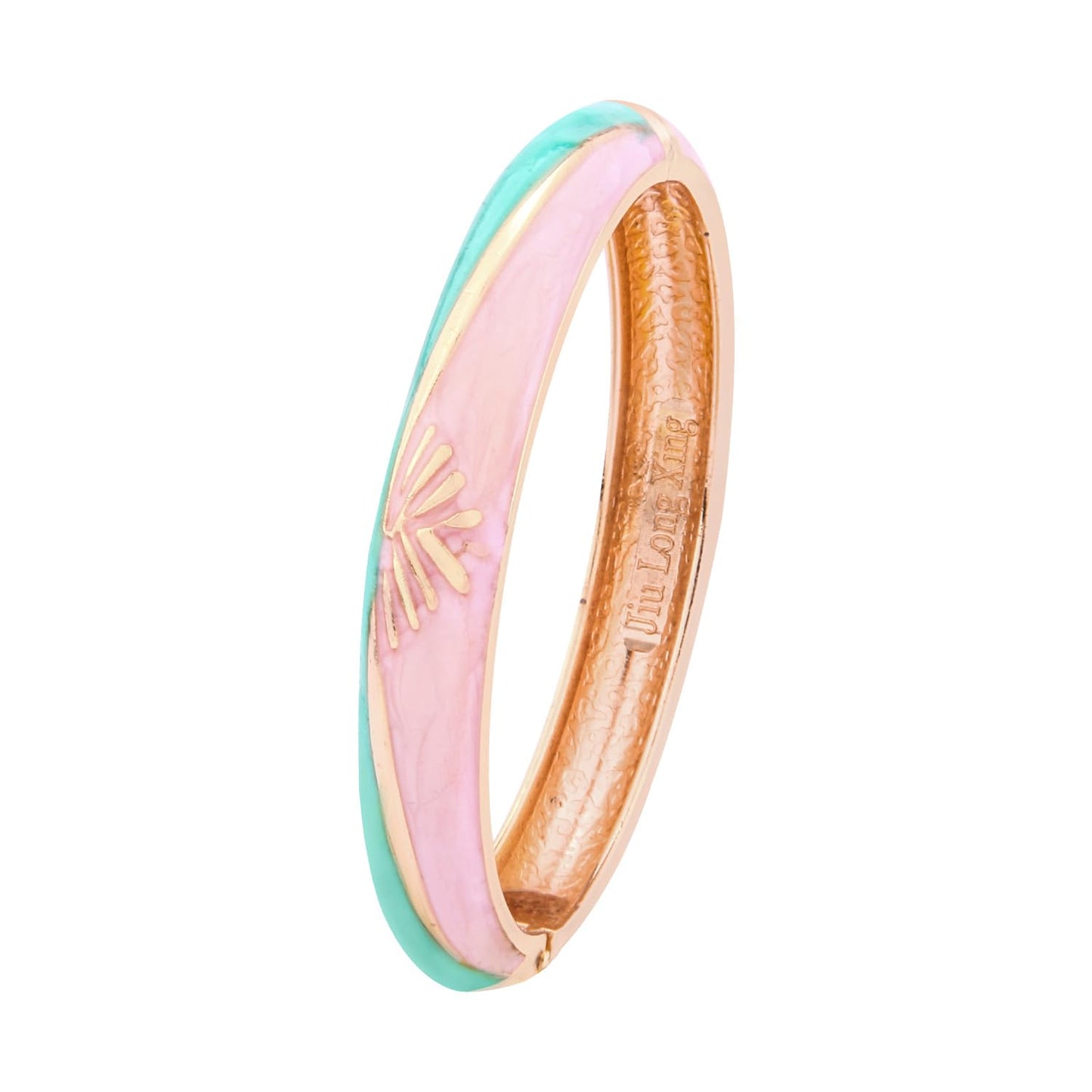 UJOY Cloisonne Bracelet Colorful Cloisonne Design Plated Hinge Enamel Bangle Jewelry for Women 55A79 Green-Pink