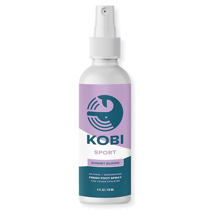 Kobi Natural Foot Deodorant Spray - No More Stinky Kid Feet - Eliminates Foot & Shoe Odor - Kid-Safe Ingredients - Sunset Bloom