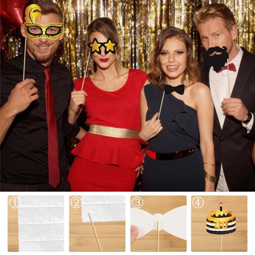 40th Birthday Photo Booth Props, Black Gold Inflatable Photo Booth Frame, 30PCS Photo Booth Props for Party Selfie Party Decorations and Gifts - size: 40th Birthday Inflatable Frame