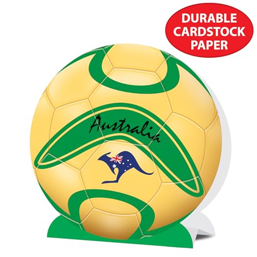Beistle Australia Soccer 3-D Centerpieces – 2 Pack, Fold-Out Table Decorations, Green and Yellow Football Party Décor for Australian Themed Events, Sports Banquets, Team Celebrations & Displays, 9¼"