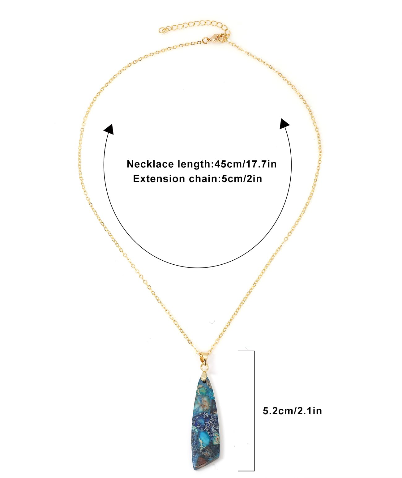 Wovanoo Nature Stone Necklaces for Women Boho Gemstone Pendant Necklace 18K Gold Chain Necklaces Blue Gold