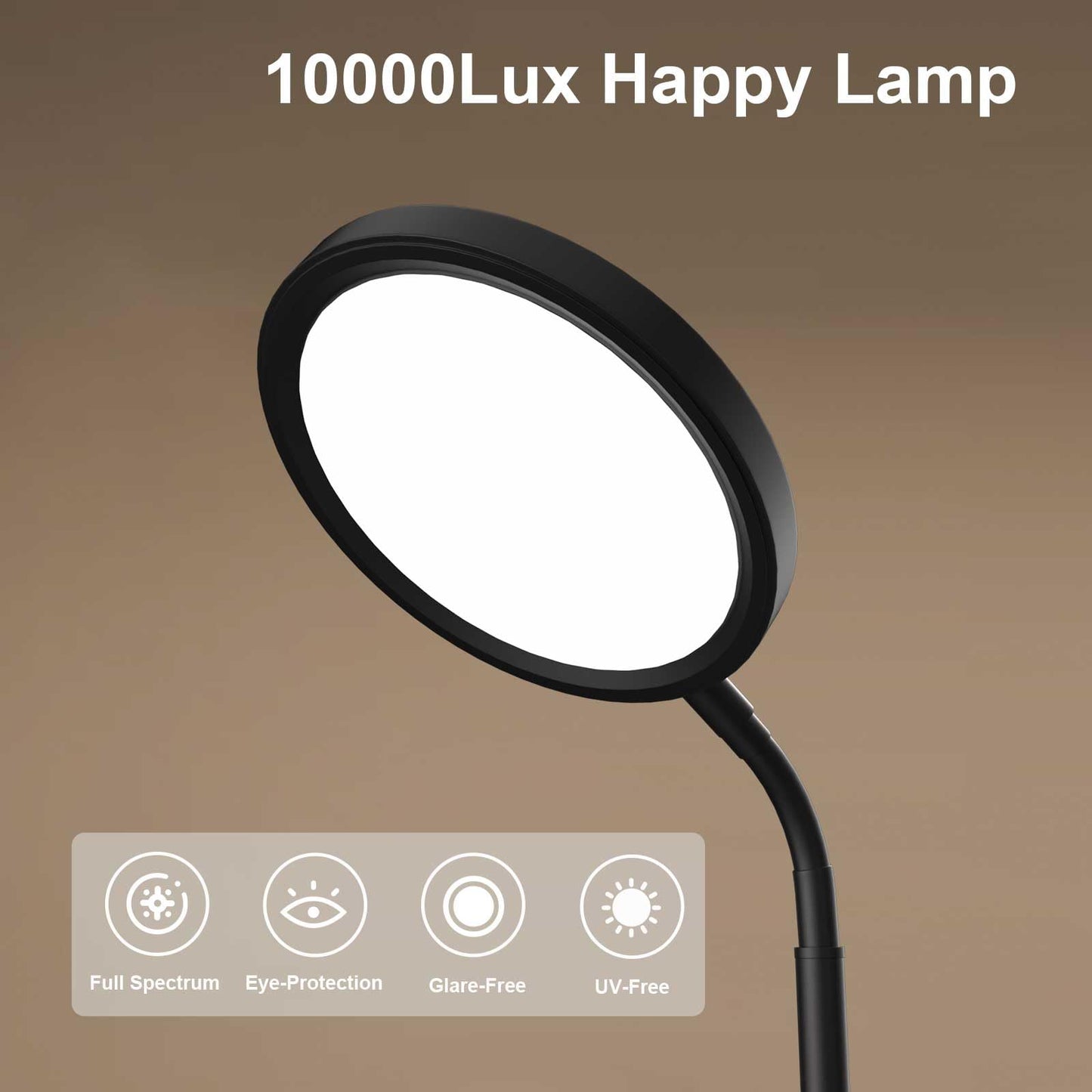 Sozapooty Light Therapy Lamp, UV-Free 10000 Lux Light Therapy Desk Lamp with 360° Gooseneck & 9 Brightness Happy Therapy Light for Lift Mood