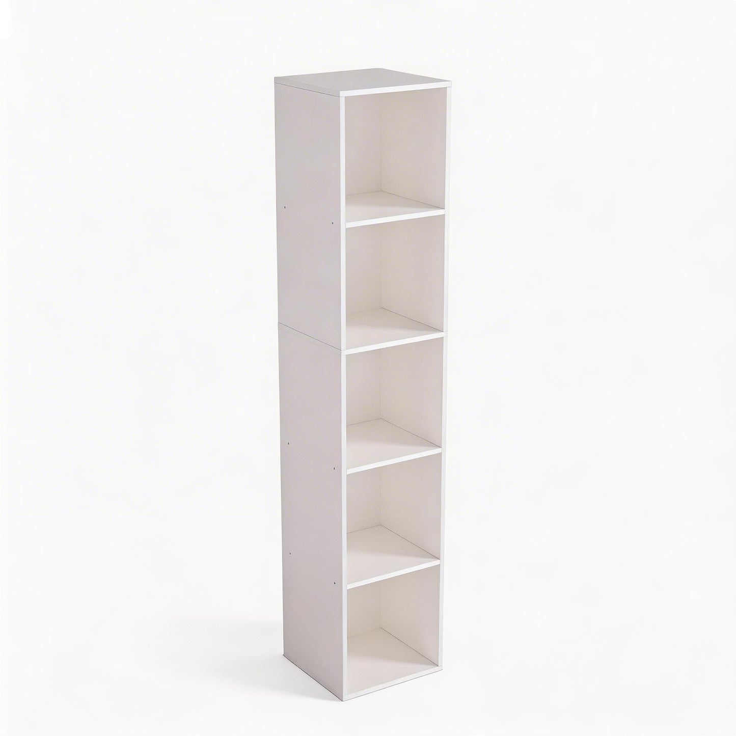 NewBeth Cube Bookshelf, 5 Cube Storage Organizer, Freestanding 5 Tier Open Display Shelf with Eco-Friendly Melamine Surface for Home Office, Bedroom, Living Room, Study, White