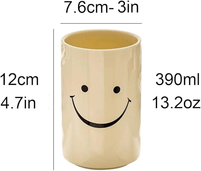 Smiley Face Ceramic Toothbrush Cup - Creative Smile Design, Practical Bathroom Cup, Perfect for Home, Dorm, or Gifts (Yellow)