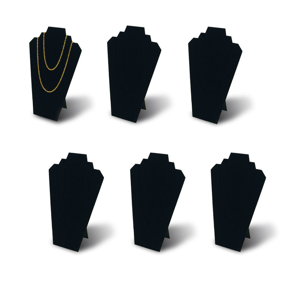 7TH VELVET 6pcs/ Pack 12.5inches Black Velvet Necklace Easel Jewelry Organizer Displays Stand with Reinforced Bracket