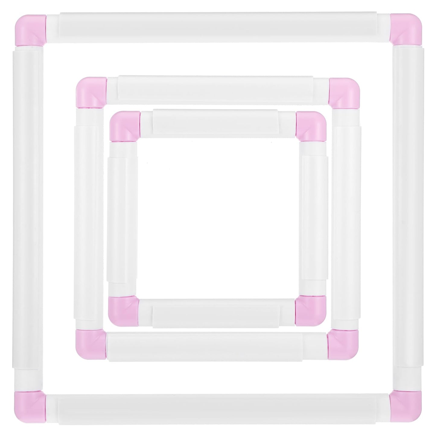 3 Pack Square Embroidery Hoops, Plastic Cross-Stitch Hoops, Plastic Clip Frame for Embroidery, Embroidery Quilting Frames (6x6, 8x8, 11x11)