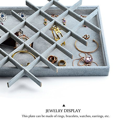Oirlv 24 Grid Ice Velvet Jewelry Drawer Organizer Tray Stackable Jewelry Trays Removable Dividers for Rings Earring Storage Display - size: 24 Grid Tray