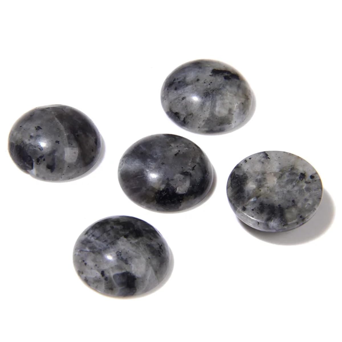 20pcs 16mm Natural Stone No Hole Black Labradorite Semicircle Smooth Cabochons Beads Healing Chakra Crystal Stone Bead for Jewelry Making Rings Earrings Necklace Bracelet DIY Crafts