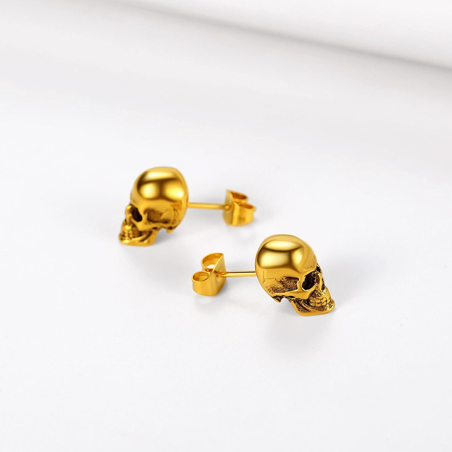 Punk Skull Stud Earrings for Men Rock Ear Piercing Earrings Gothic Halloween Jewelry